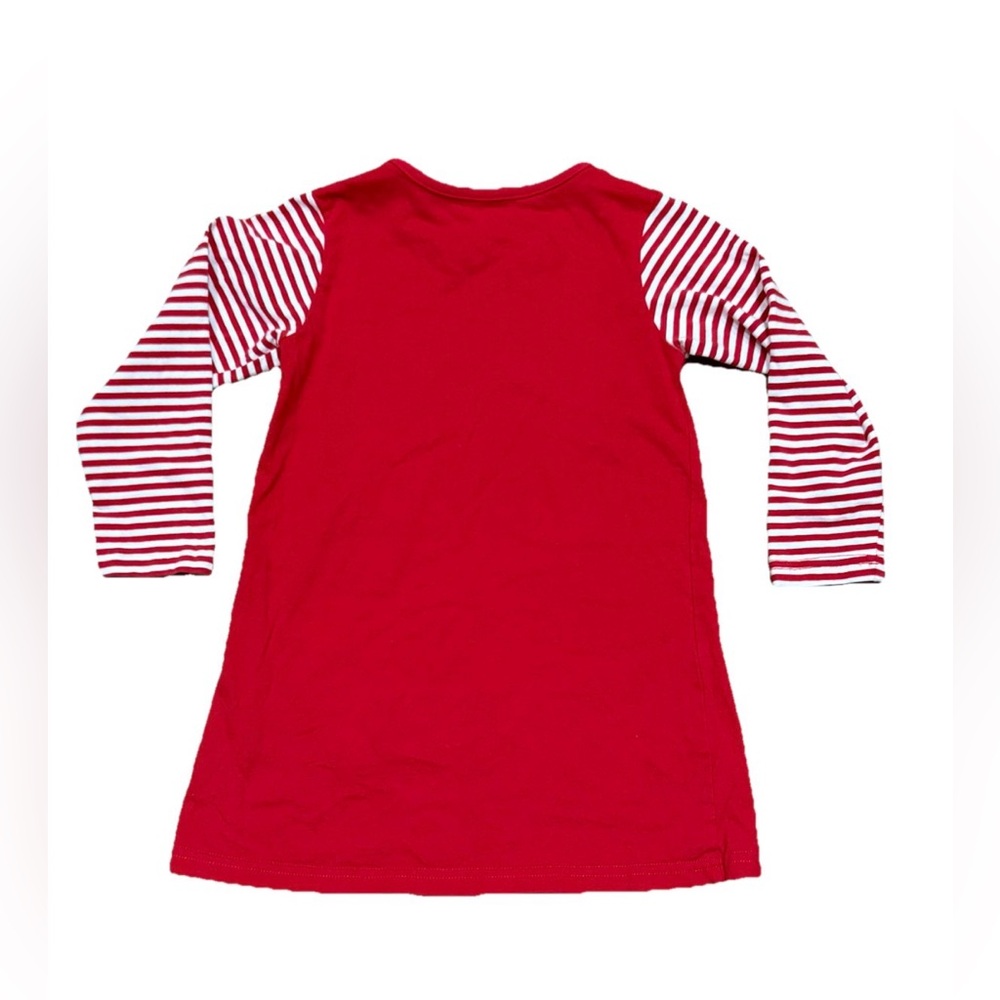 Christmas Holiday Appliqué Dress Bunnies Tree Long Sleeve Girls Size 4 Cotton - Picture 6 of 8